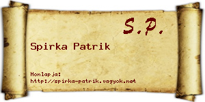 Spirka Patrik névjegykártya